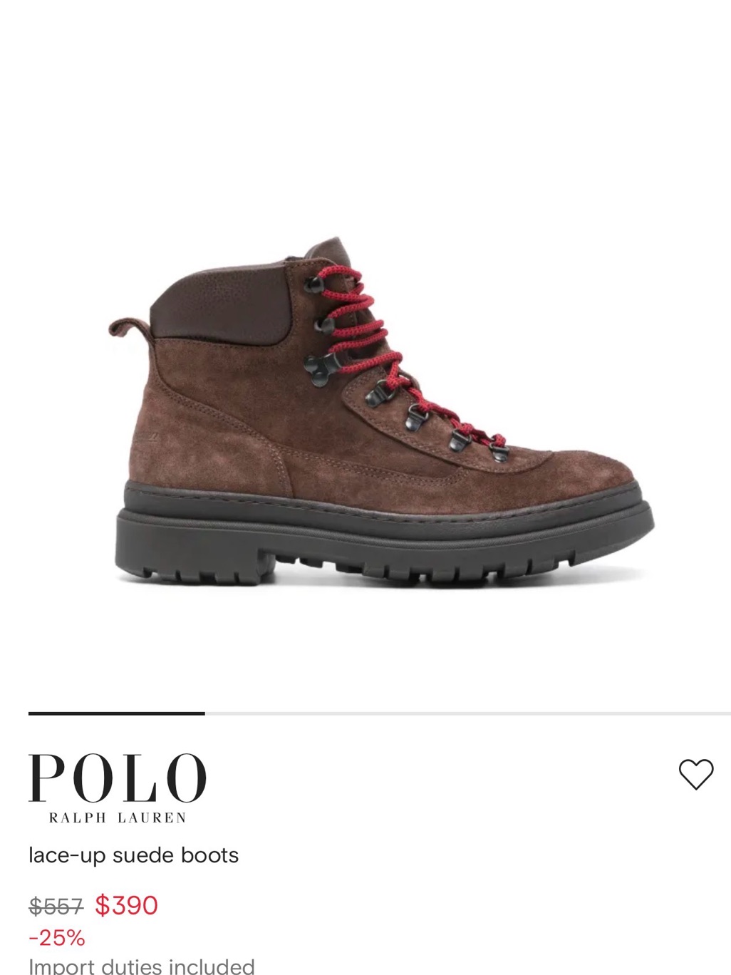 Polo By Ralph Lauren Brown Suede Boots With Red Laces